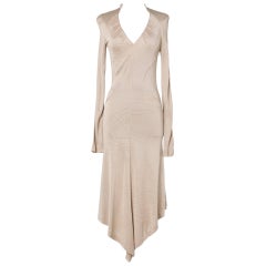 Beige jersey asymmetrical dress Thierry Mugler Couture