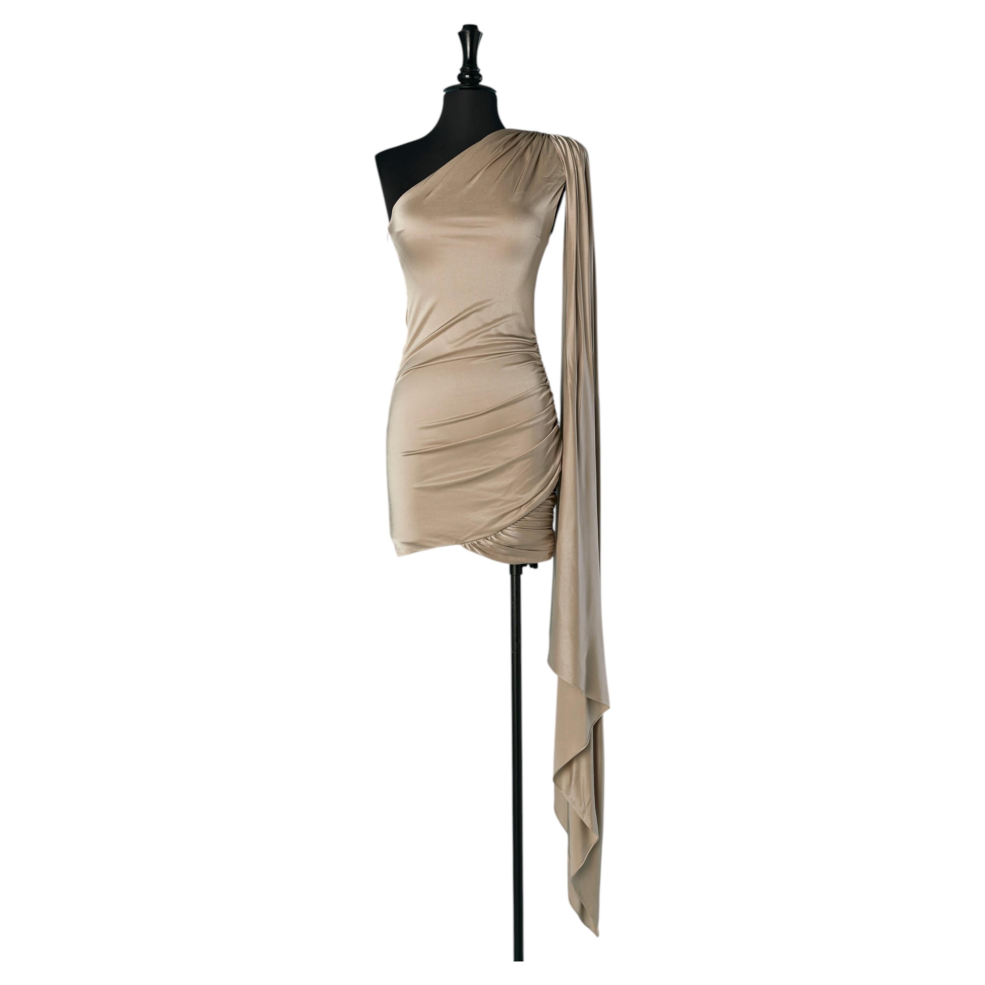 Beige jersey Couture edit asymmetrical mini dress ALEXANDRE VAUTHIER