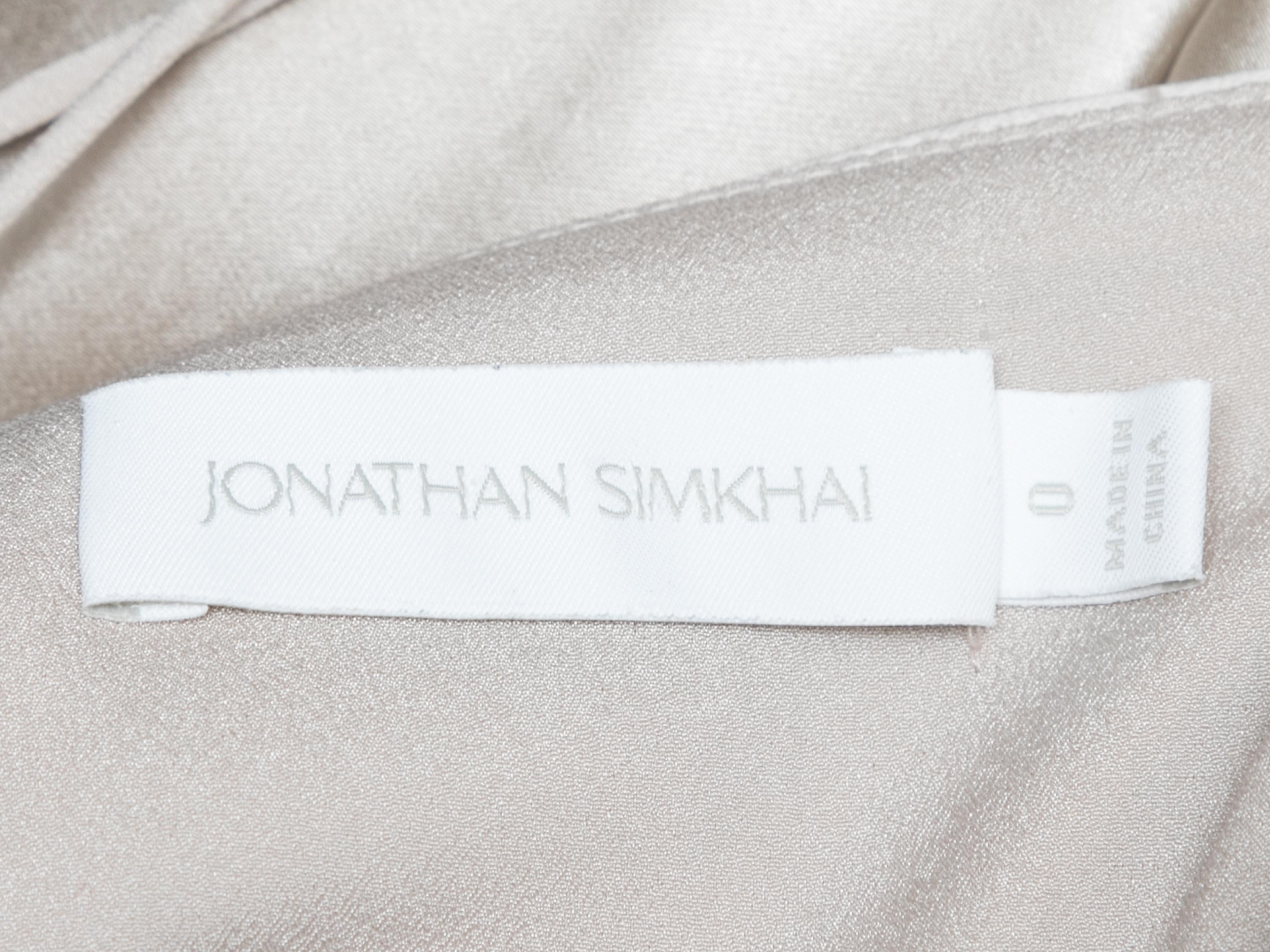 Jonathan Simkhai - Robe dos nu en satin beige, taille US 0 Pour femmes en vente