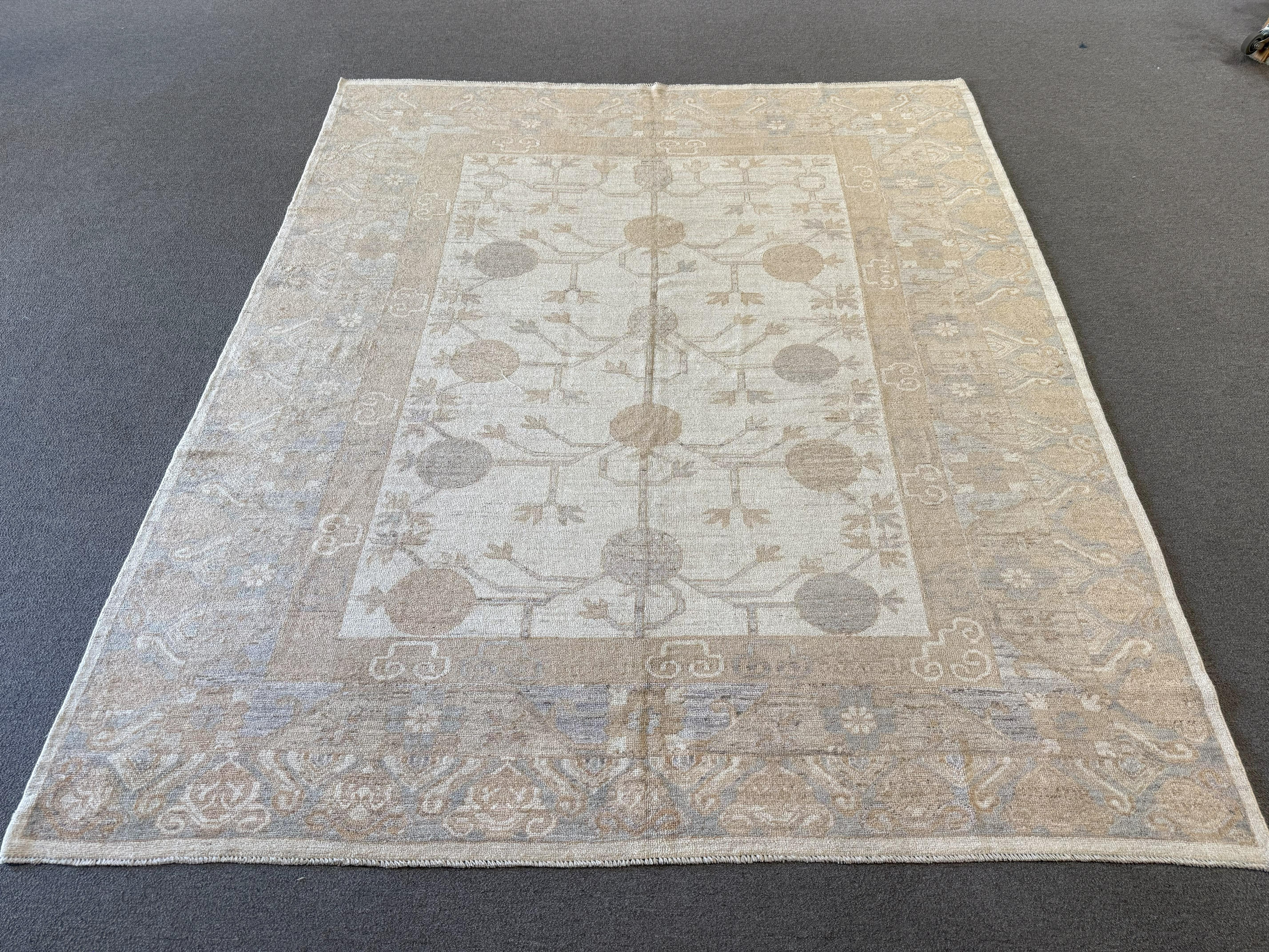 Wool Beige Khotan All-Over Design Pakistani Area Rug For Sale