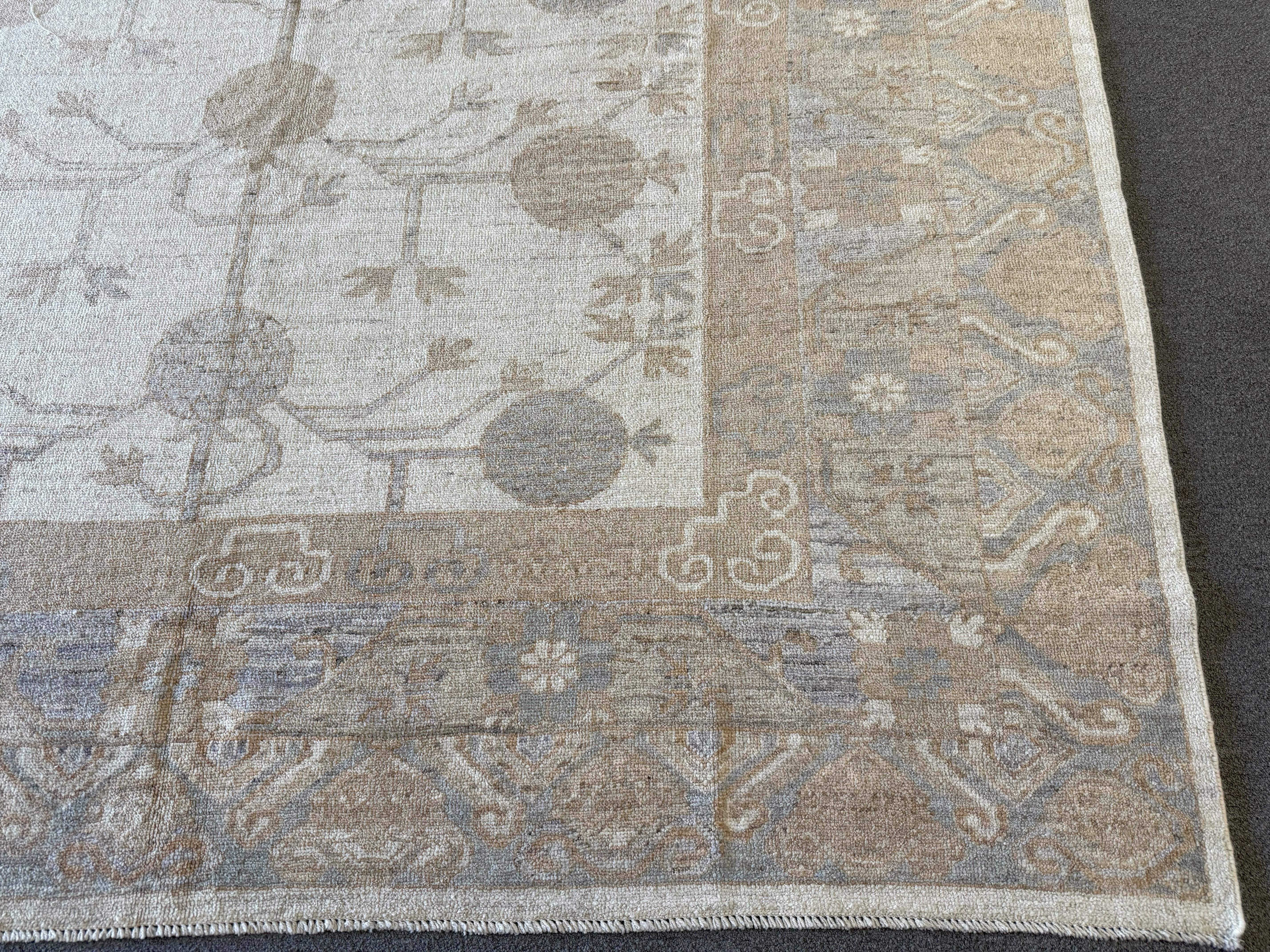 Beige Khotan All-Over Design Pakistani Area Rug For Sale 1