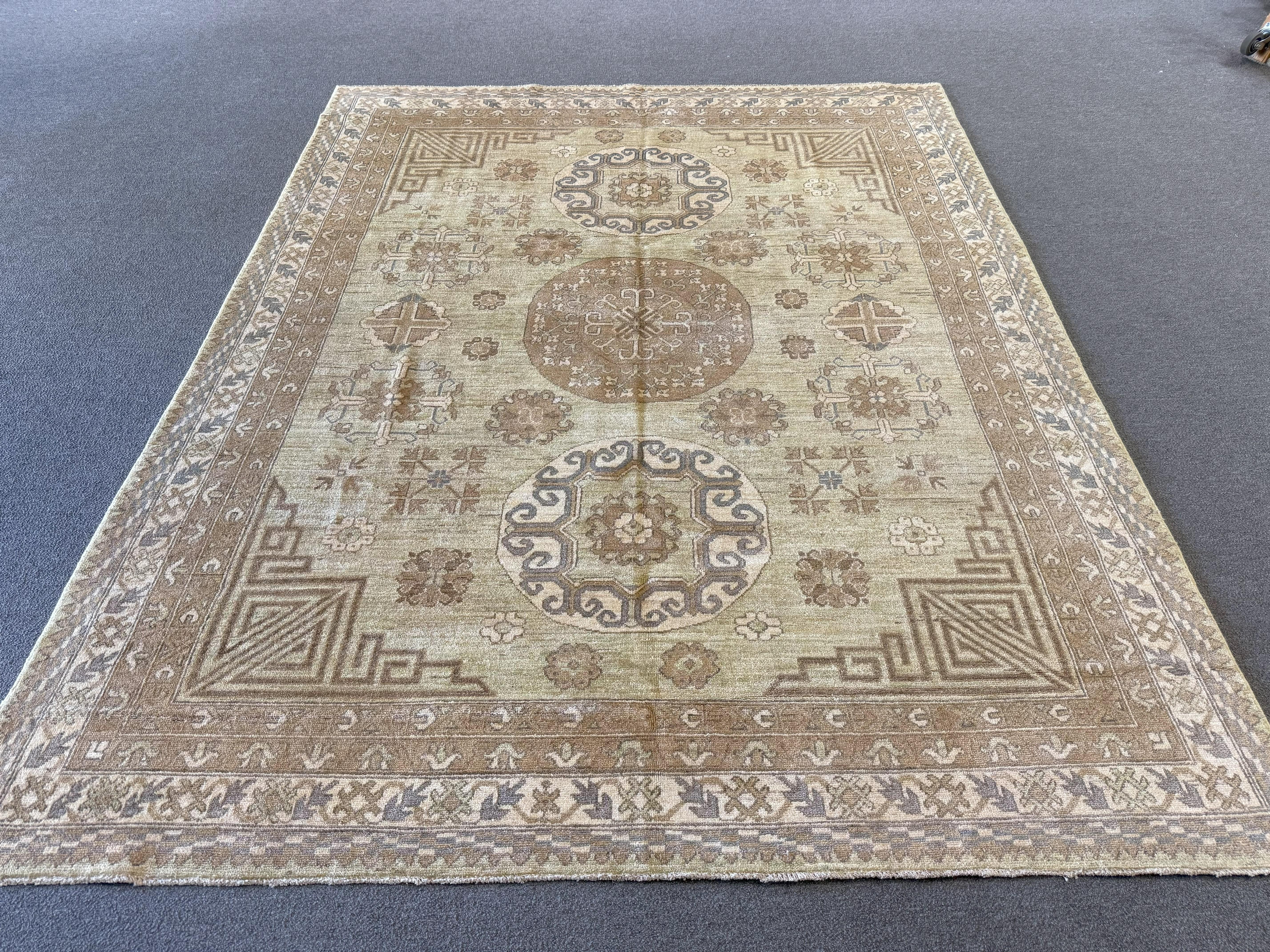 Beige Khotan Design Pakistani Area Rug For Sale 1