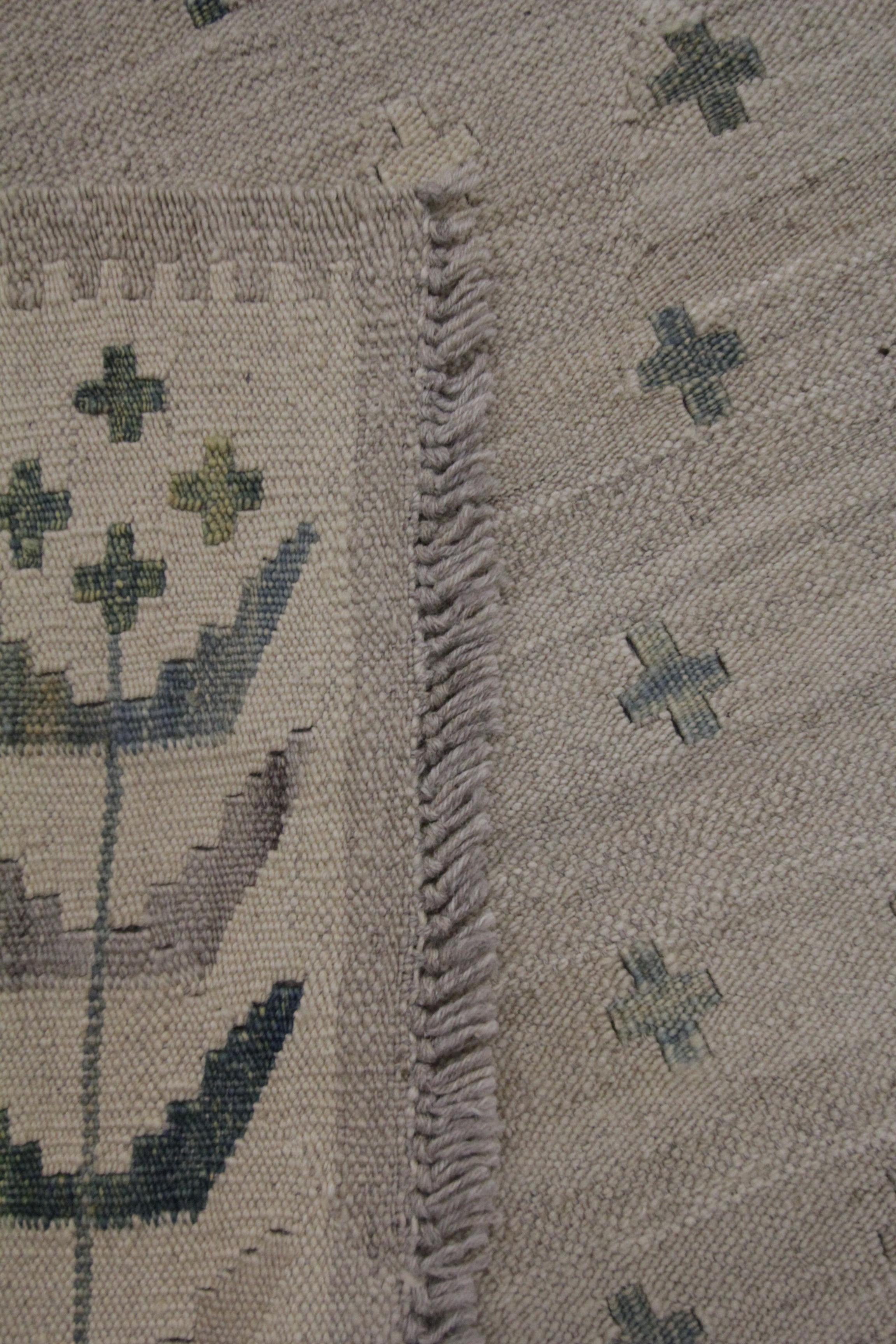 Beigefarbener Kilim-Teppich Traditioneller Teppich Kilim Skandinavischer Stil Brauner Wollteppich im Zustand „Neu“ im Angebot in Hampshire, GB