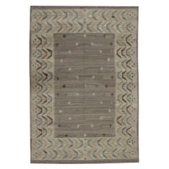 Alfombra Kilim Beige Alfombra tradicional Kilim Estilo escandinavo Alfombra de lana marrón