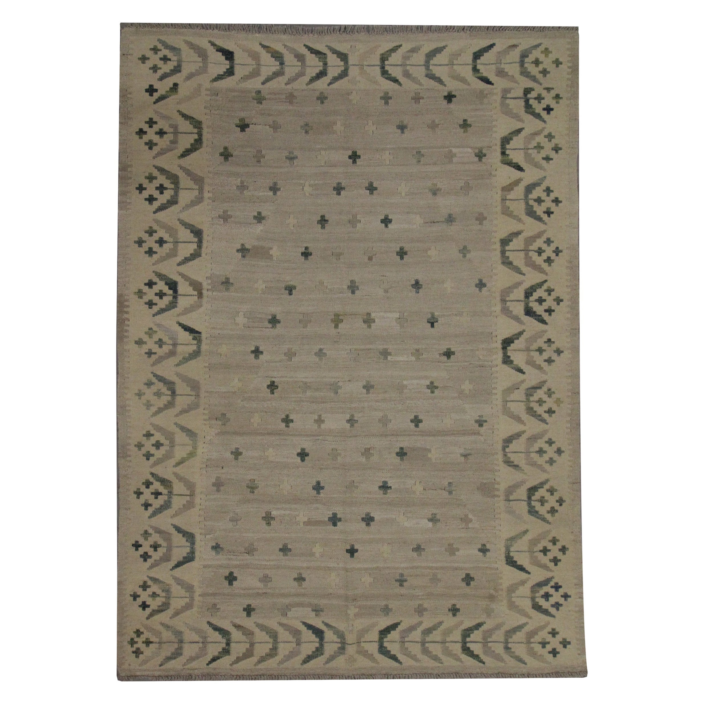 Tappeto Kilim beige Tappeto tradizionale Kilim in stile scandinavo Tappeto di lana marrone