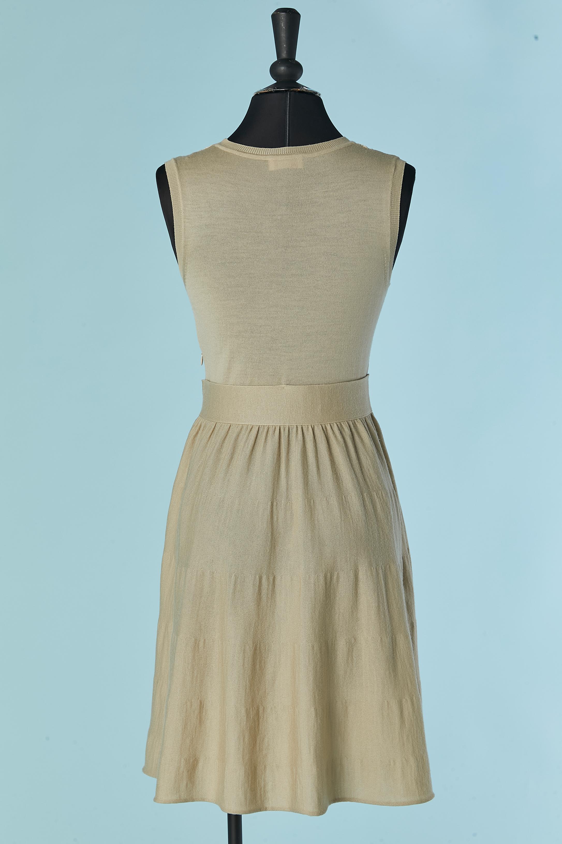 Beige knit sleeveless dress with bow on the waist Red Valentino For Sale 1