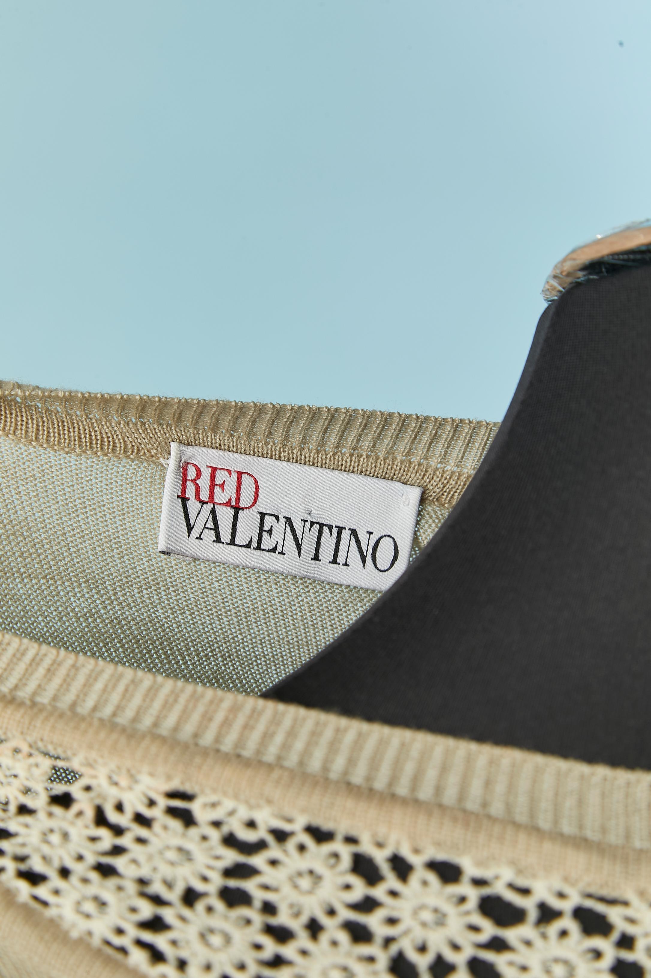 Beige knit sleeveless dress with bow on the waist Red Valentino For Sale 2