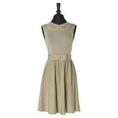 Robe sans manches en maille beige avec nœud à la taille Red Valentino