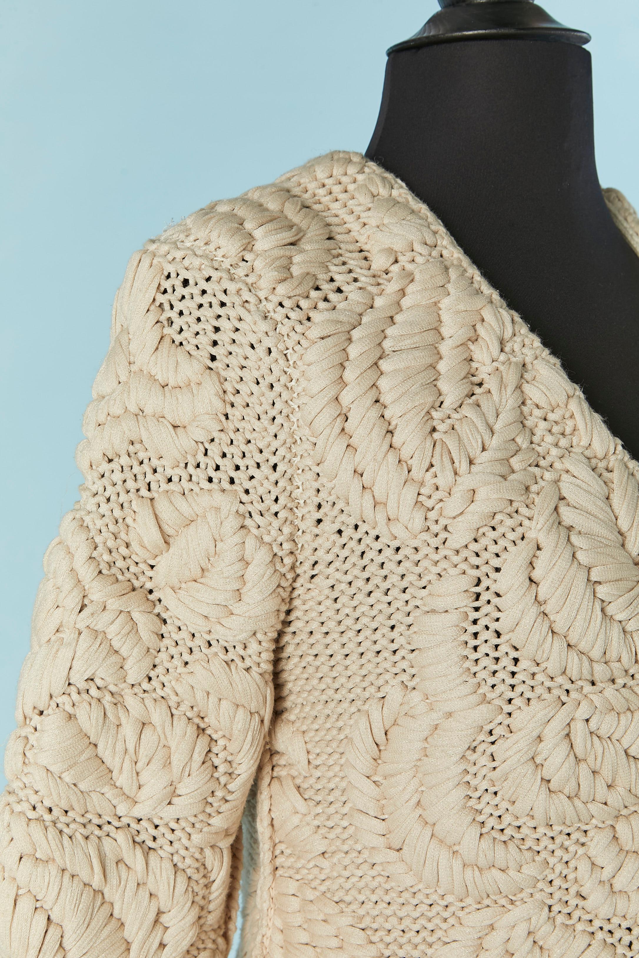 Beige knitted single-breasted coat SONIA RYKIEL Collection Anniversaire In Excellent Condition For Sale In Saint-Ouen-Sur-Seine, FR