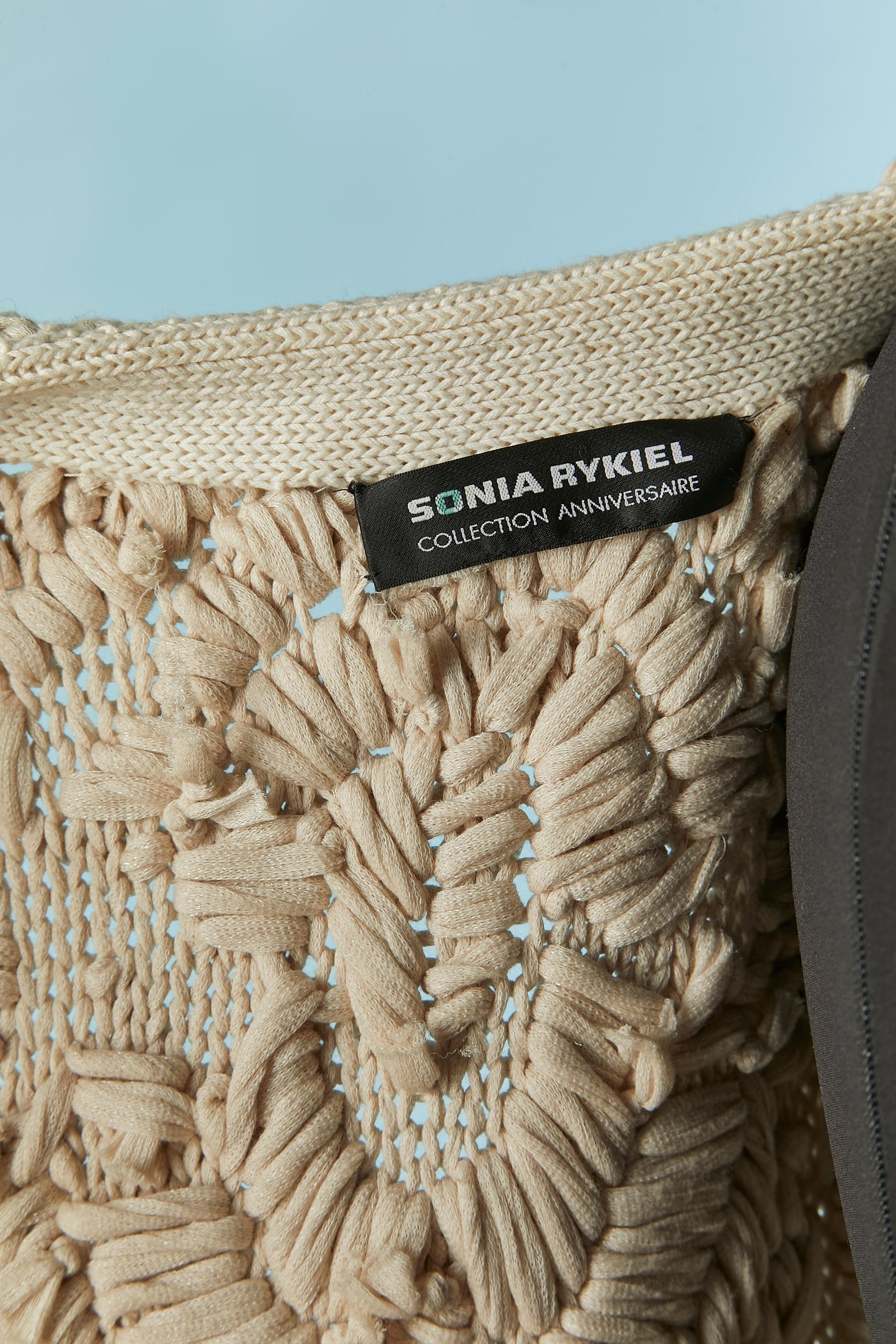 Beige knitted single-breasted coat SONIA RYKIEL Collection Anniversaire For Sale 3