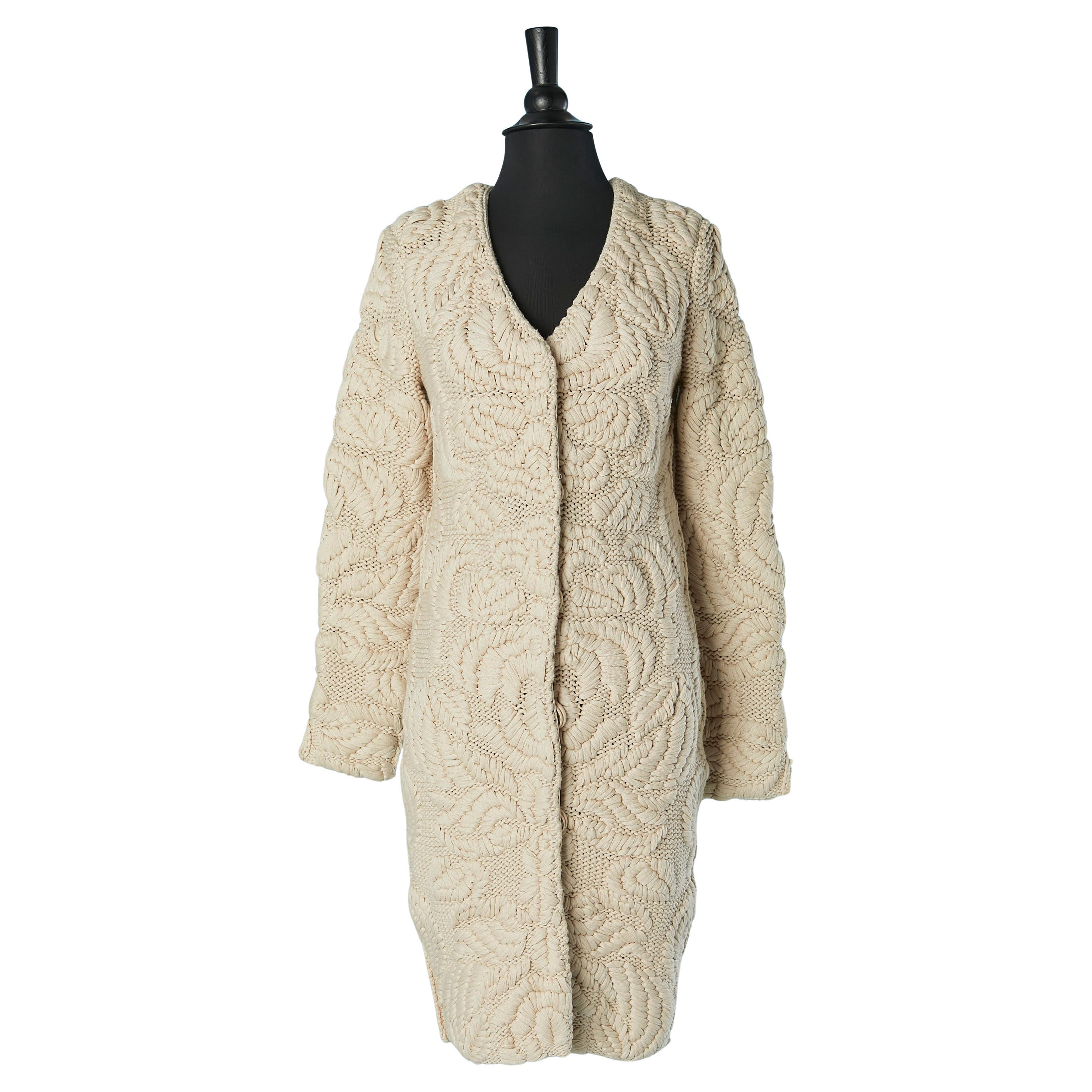 Beige knitted single-breasted coat SONIA RYKIEL Collection Anniversaire For Sale