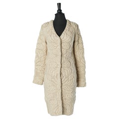 Beige knitted single-breasted coat SONIA RYKIEL Collection Anniversaire