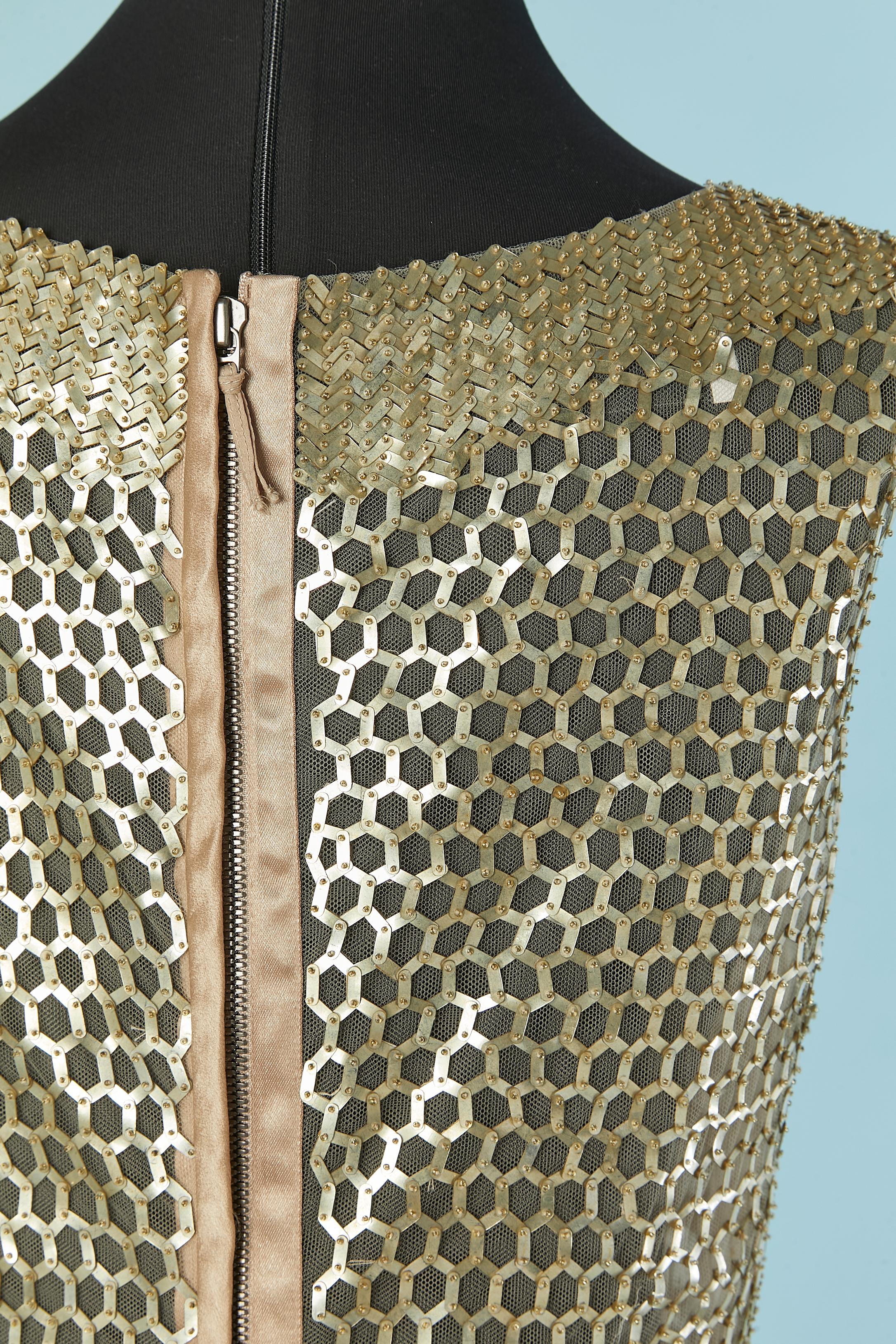 beige lace and tulle evening dress with gold beadwork VALENTINO 7