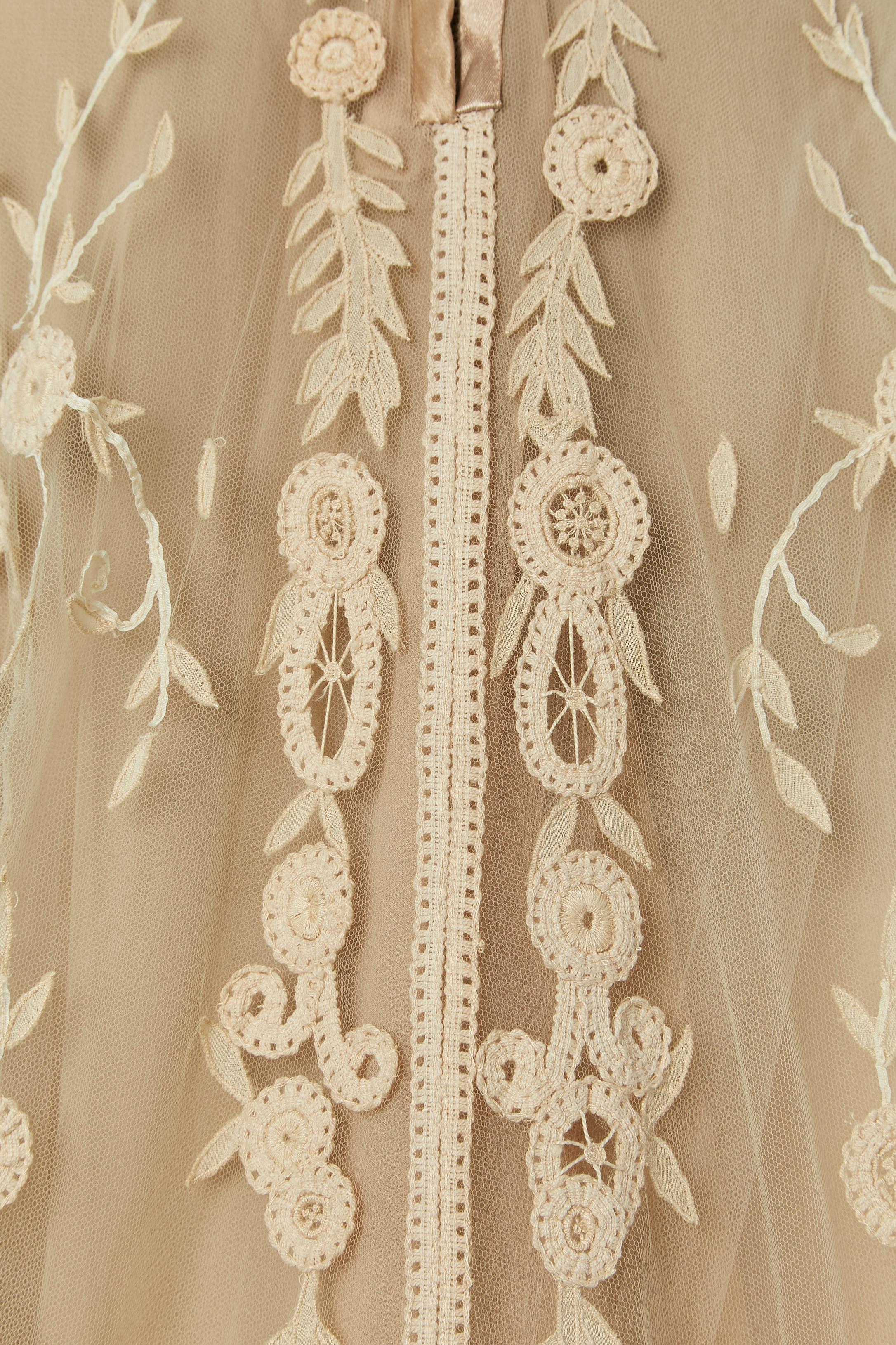 beige lace and tulle evening dress with gold beadwork VALENTINO 8