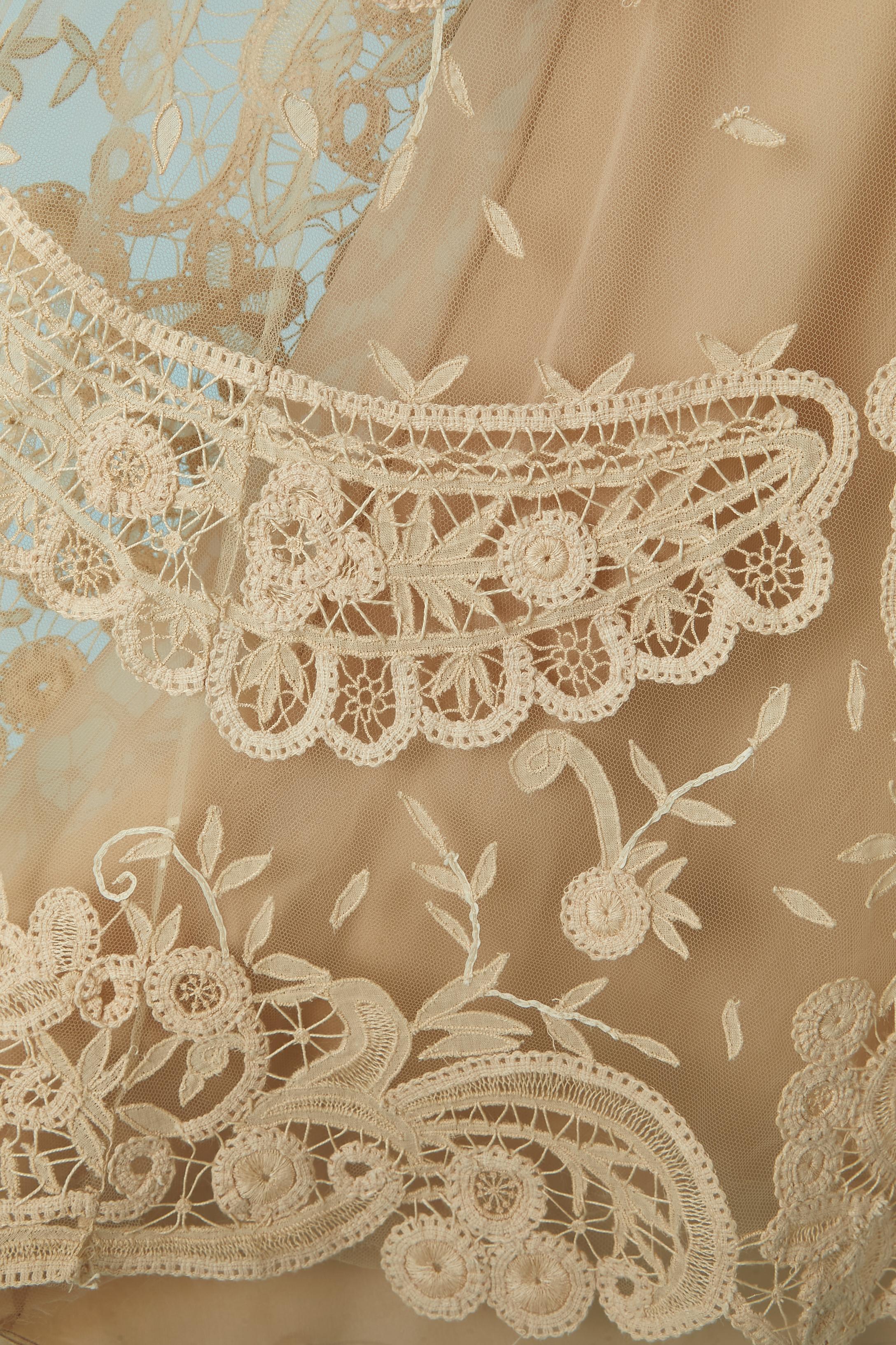 beige lace and tulle evening dress with gold beadwork VALENTINO 2