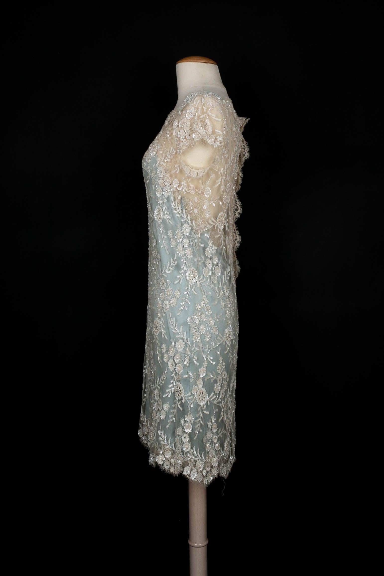 Women's Valentino Beige Lace Dress For Sale
