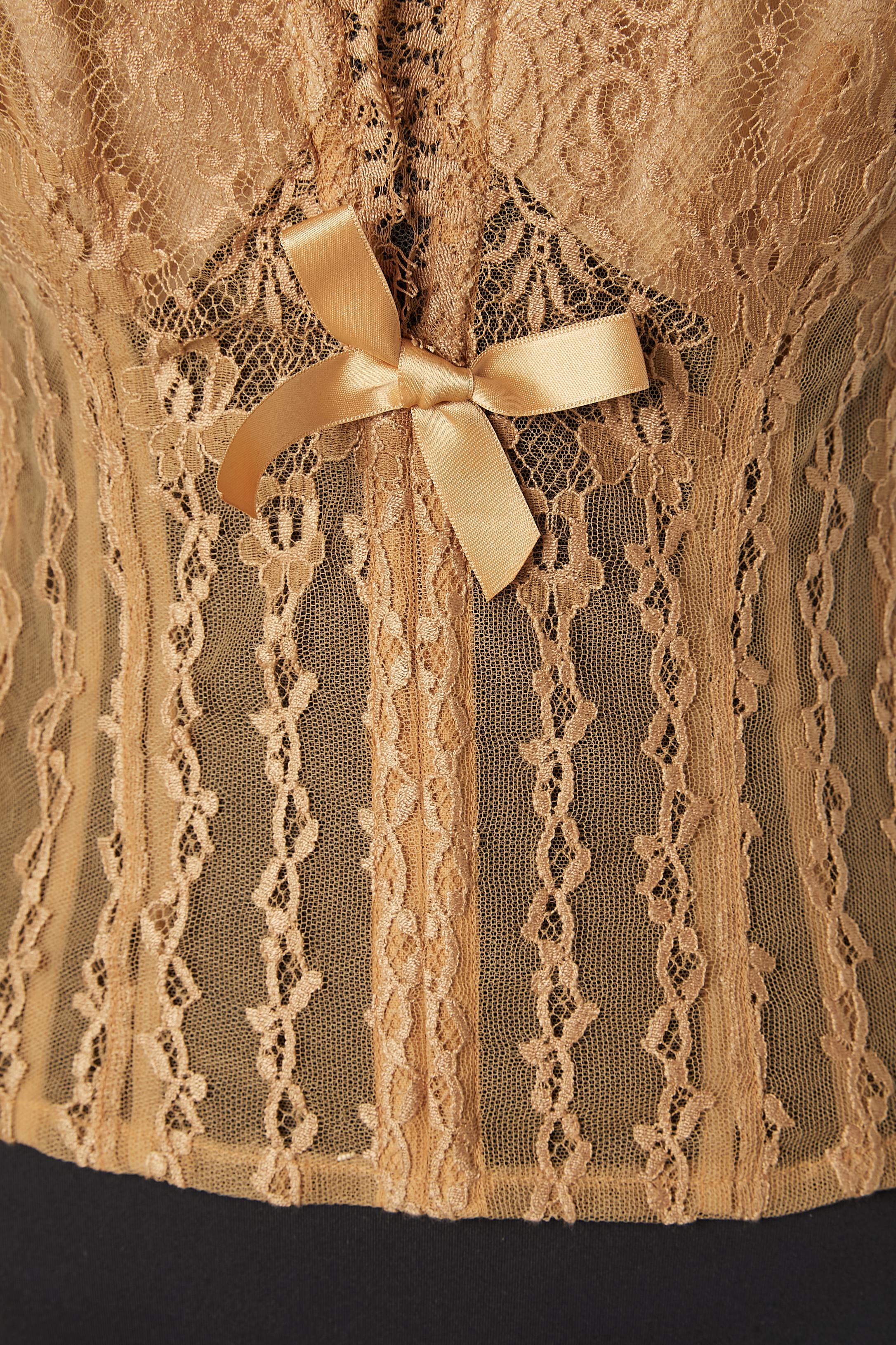 Black Beige lace lace bustier with boned and padded Marvel by La Perla For Sale