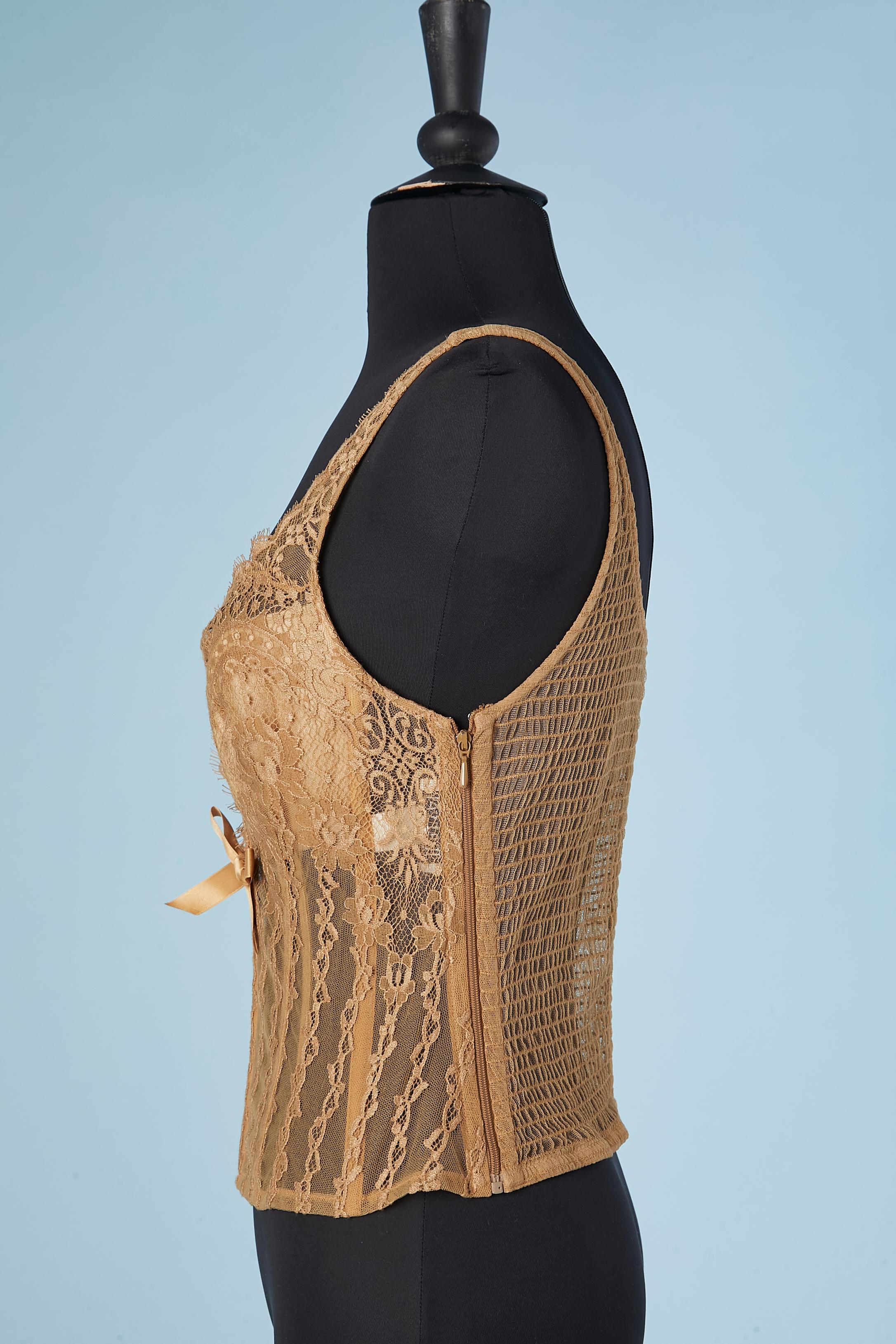 Beige lace lace bustier with boned and padded Marvel by La Perla  In Excellent Condition For Sale In Saint-Ouen-Sur-Seine, FR