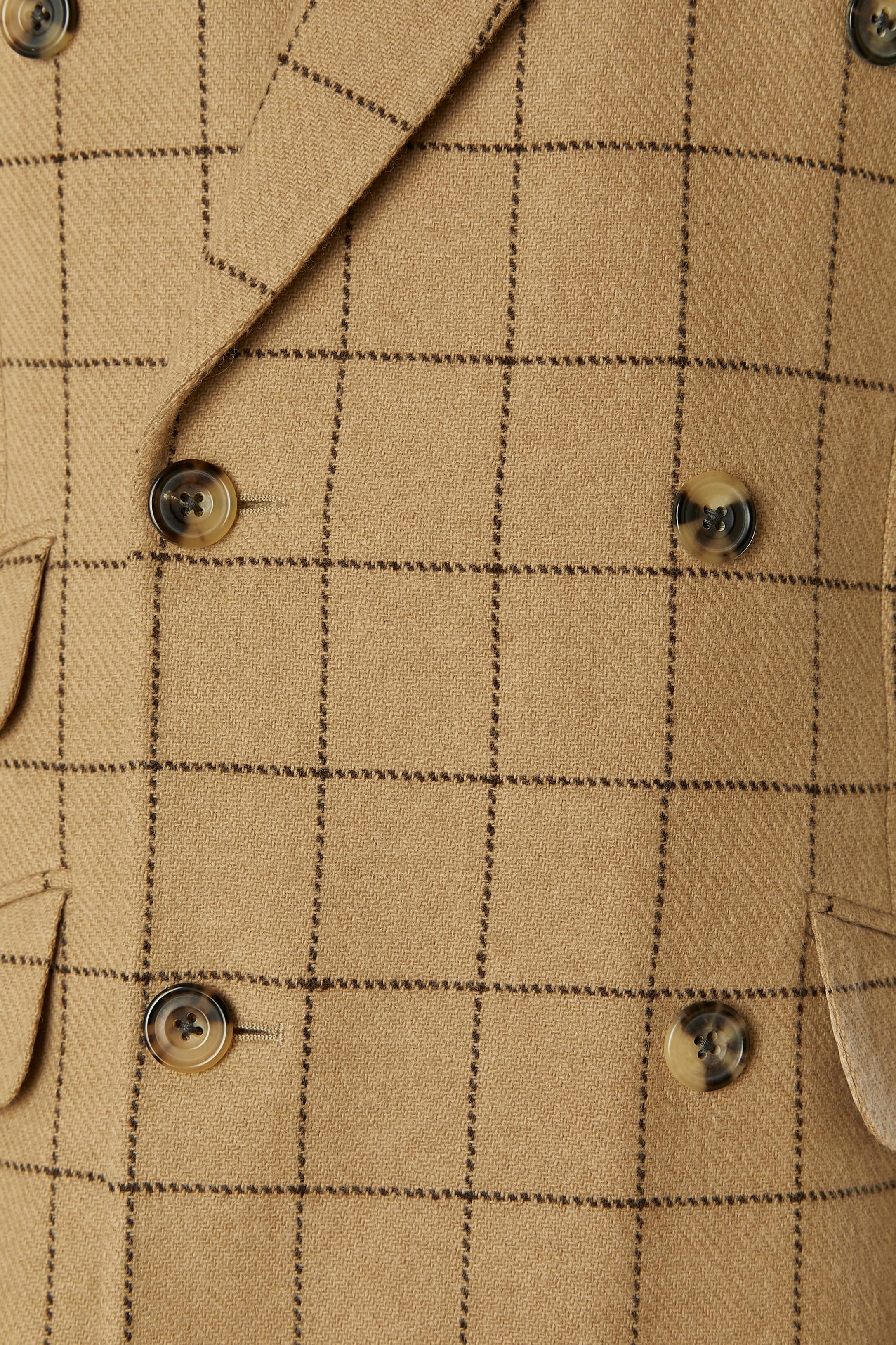 Beige Completo pantalone beige in lana d'agnello con motivo a quadri Yves Saint Laurent RIVE Gauche in vendita