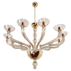 Grande lampadario beige in vetro di Murano