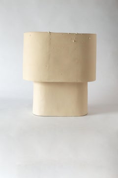 Lámpara de mesa grande beige de gres con esmalte efecto gotas de Lucas Huillet