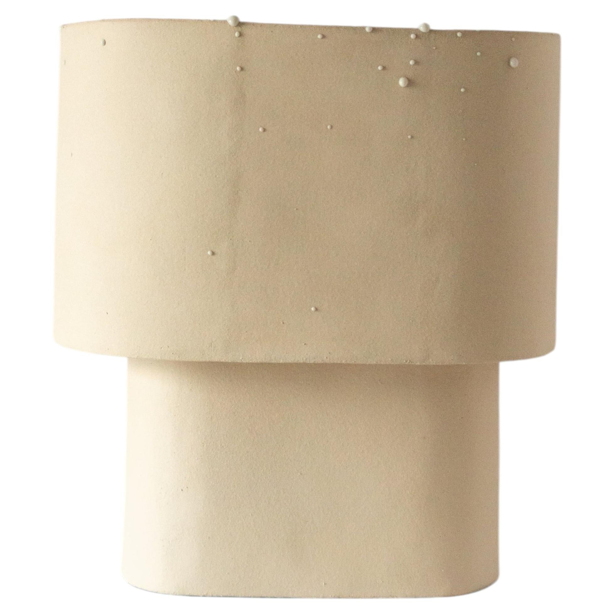 Beige Large Table Lamp in Stoneware with Drops Effect Glaze by Lucas Huillet For Sale