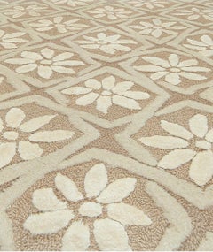 Beige Lattice Hand-Tufted Custom Rug "Petal Weave" by Doris Leslie Blau