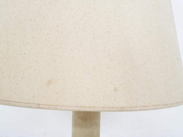 20th Century Beige Leather and Brass Table Lamp, Attrbuted Jaques Adnet, France, 1960s For Sale