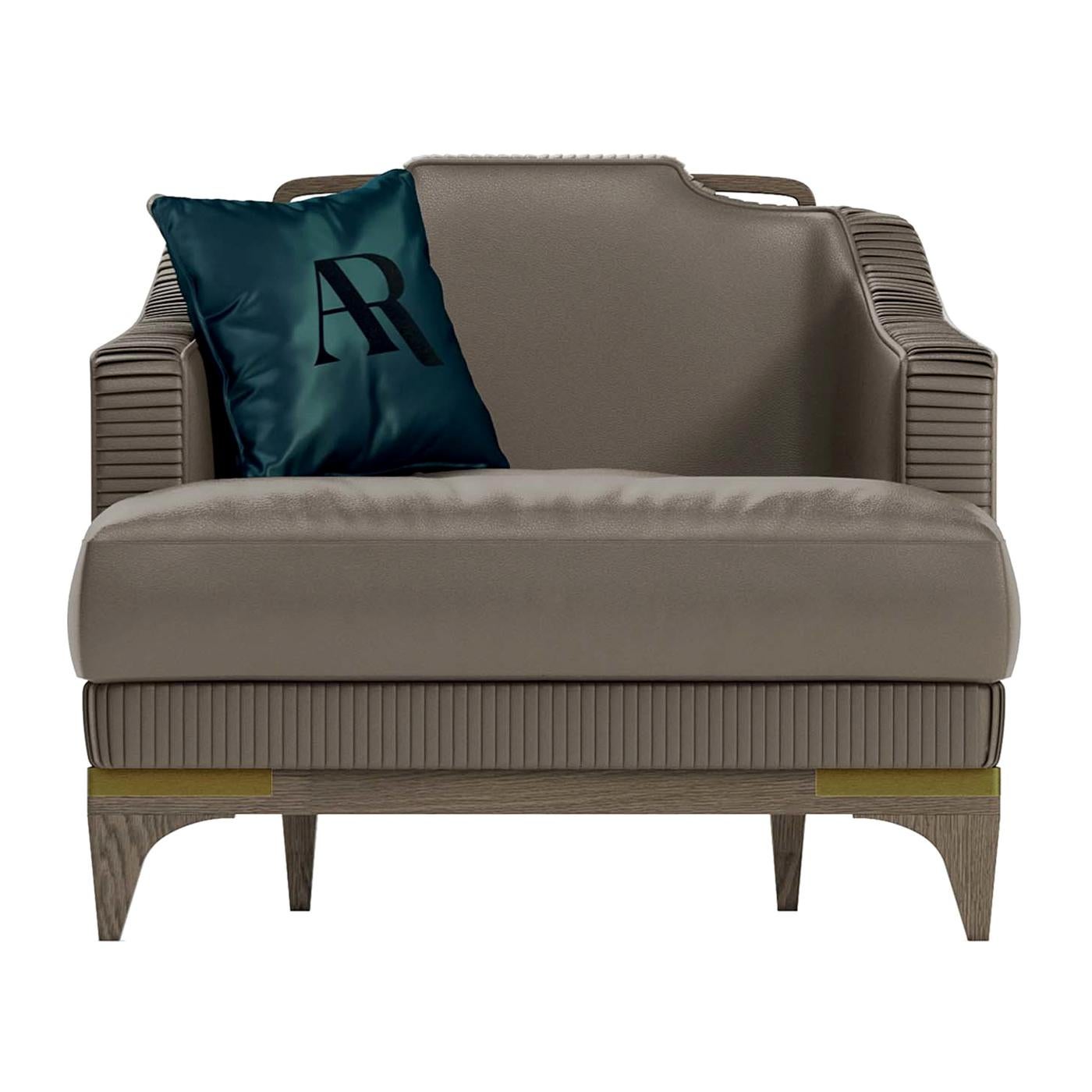 Beige Leather Armchair For Sale at 1stDibs