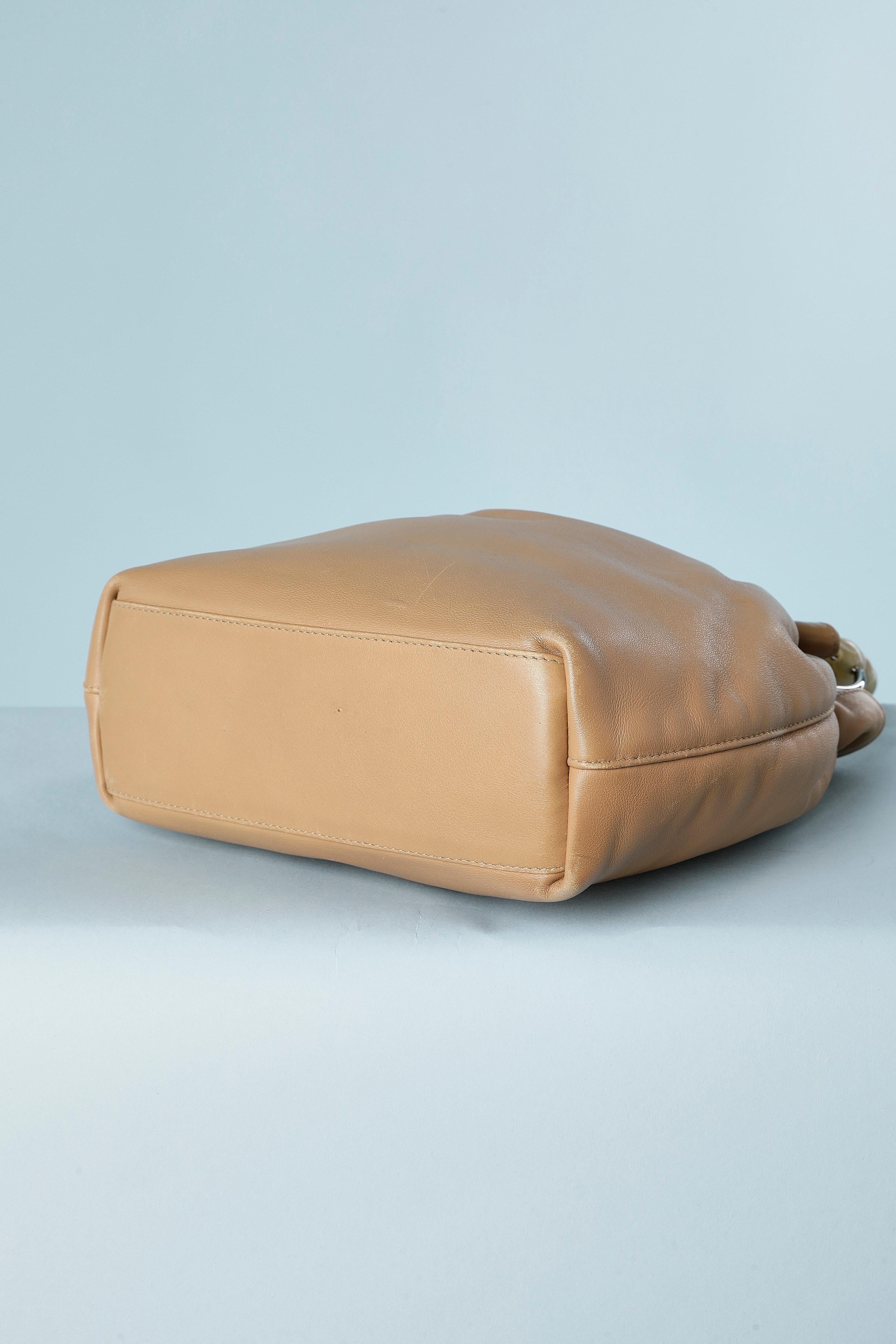 Beige leather bag with handle in resin beads Christian Dior Numbered 1