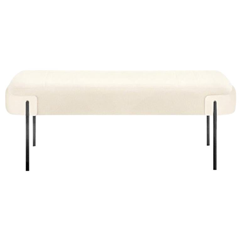 In stock in Los Angeles, Beige Leather Bench Designed by Marco Zito