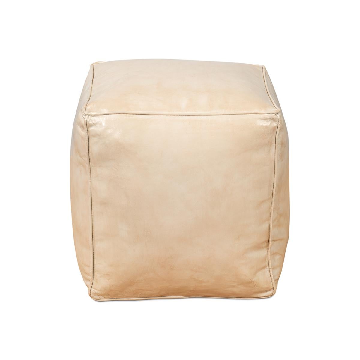 A perfect embodiment of comfort and sophistication. This piece is expertly crafted with its wooden structure while elegantly enveloped in luxurious beige leather. Its design speaks volumes of transitional elegance, seamlessly blending into various
