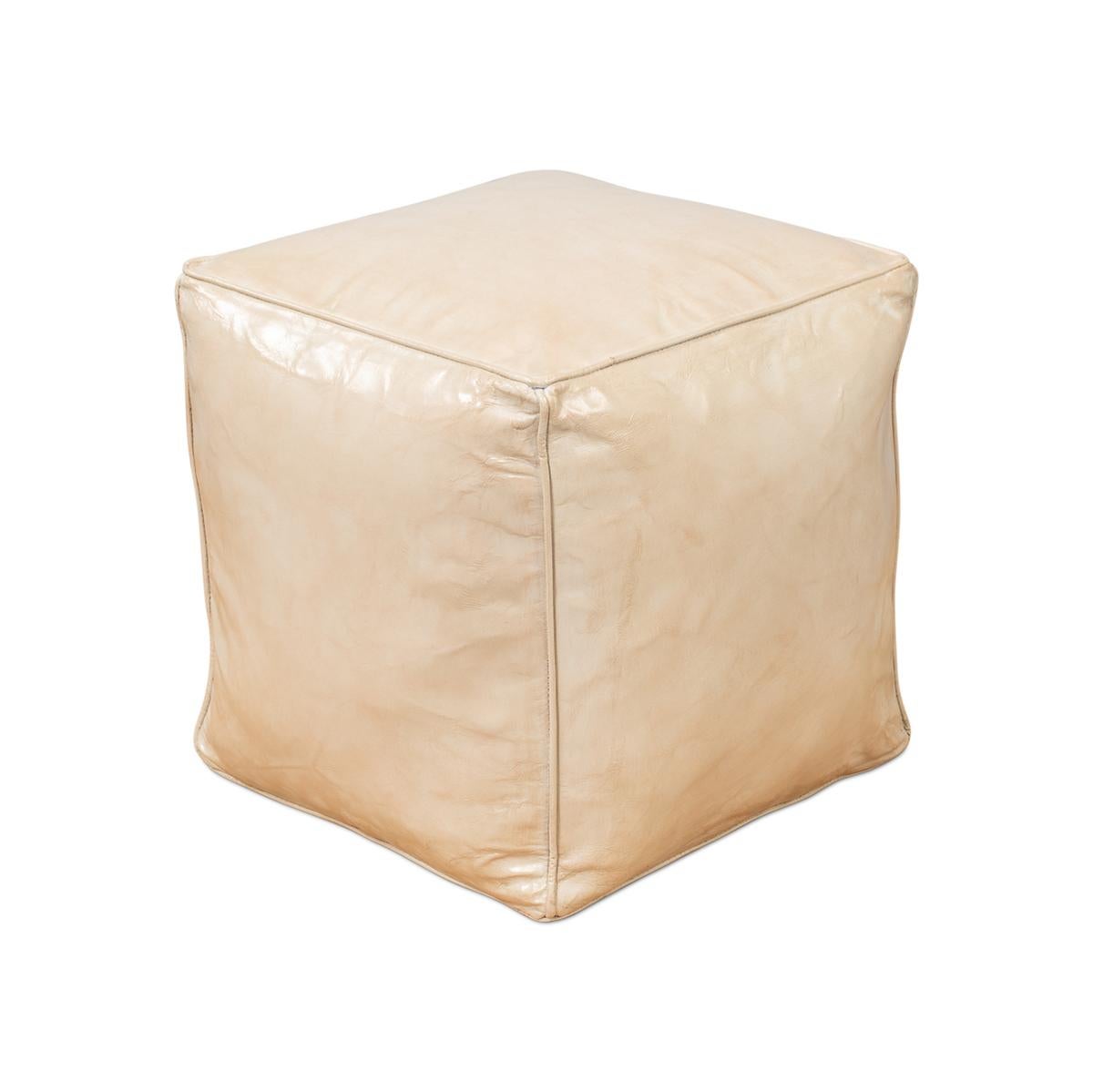 Modern Beige Leather Cube For Sale