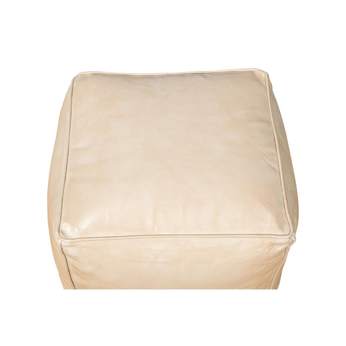 Asian Beige Leather Cube For Sale