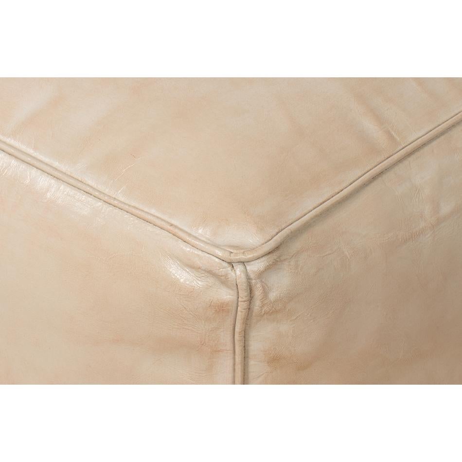 Beige Leather Cube In New Condition For Sale In Westwood, NJ