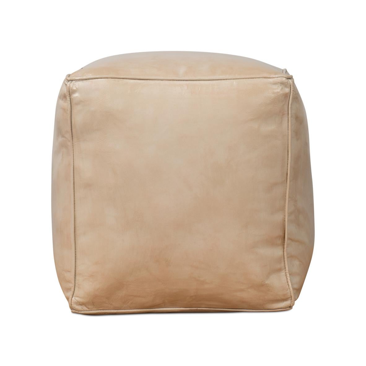 Contemporary Beige Leather Cube For Sale