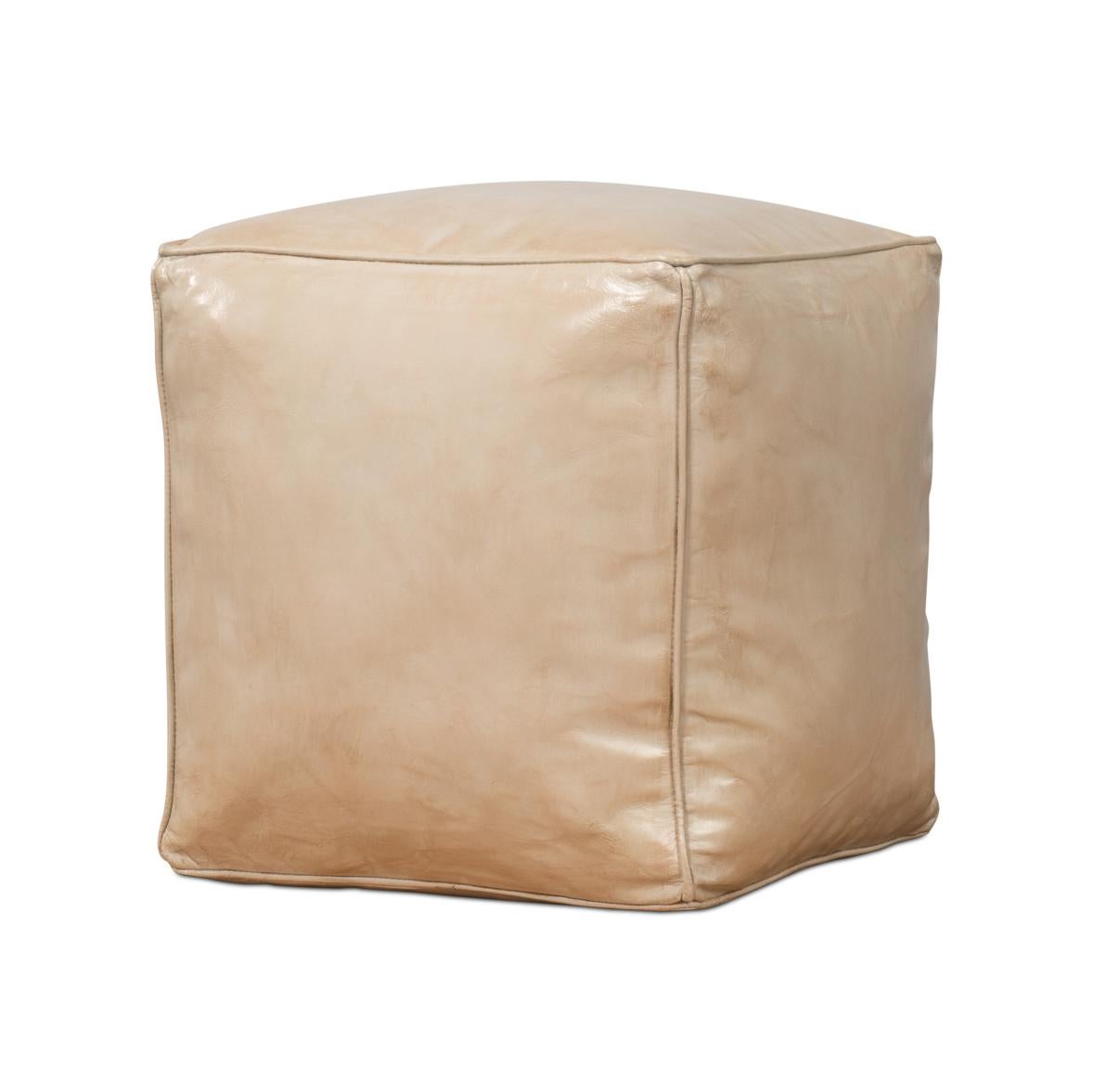 Beige Leather Cube For Sale 1