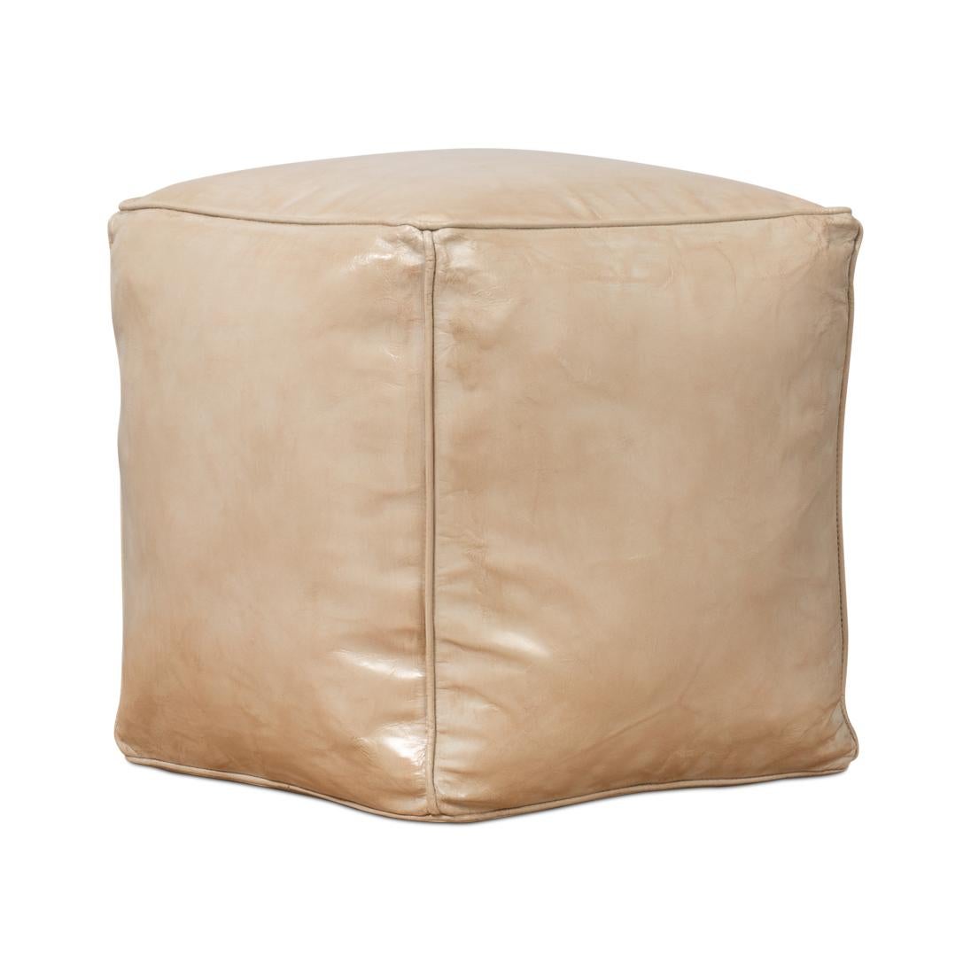 Beige Leather Cube For Sale 3