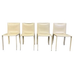 Sillas de comedor de piel beige de Cattelan Italia, juego de 4 - Años 80