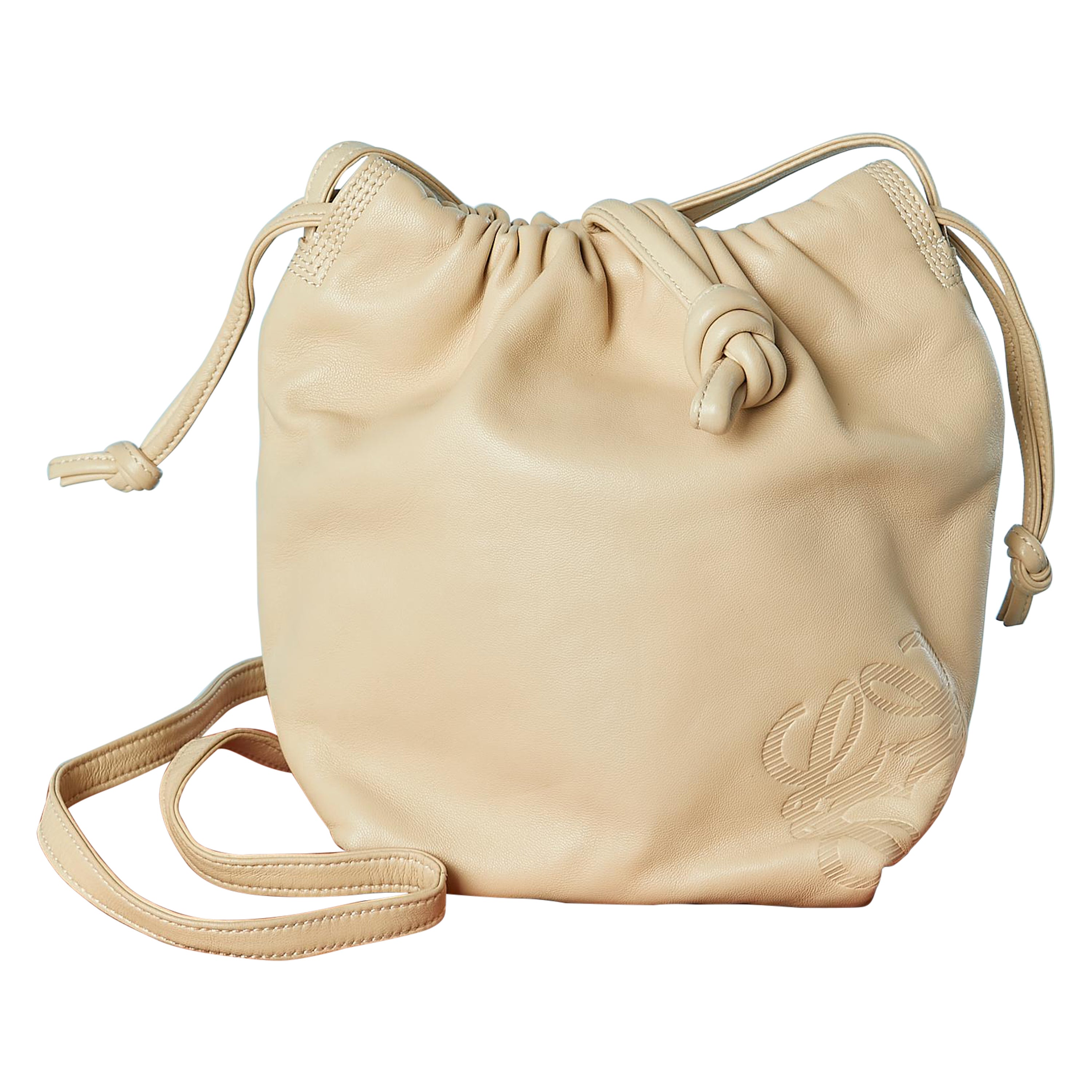 Borsa con coulisse in pelle beige Loewe NUOVO
