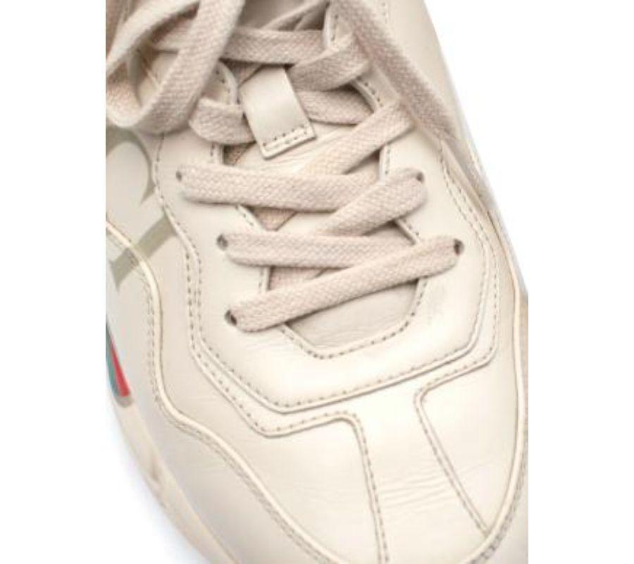 Gucci Beige Leather Logo Rhyton Sneakers For Sale 2
