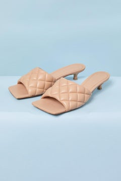 Beige leather quilted mules BOTTEGA VENETA