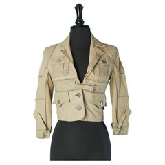 Beige leather single breasted jacket with top-stitching Jean-Paul Gaultier Jeans