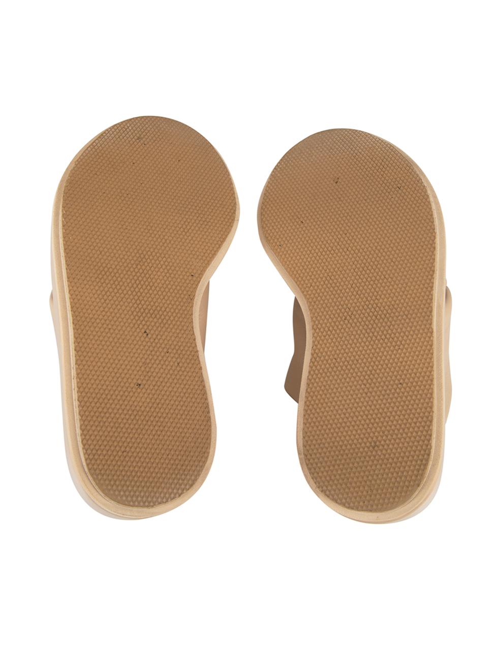 Women's Beige Leather Slingback Platform Sandals Size UK 3.5 For Sale