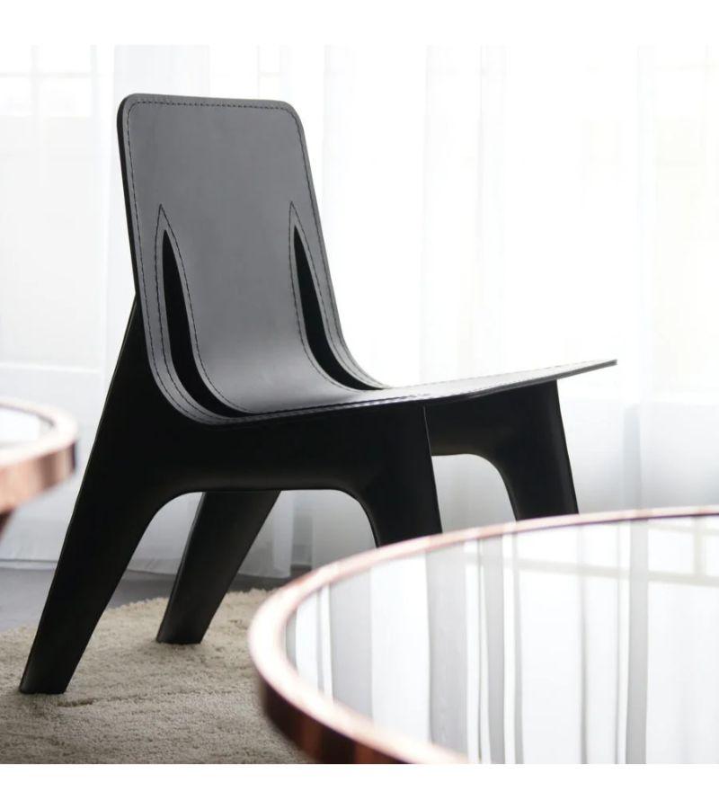 Organic Modern Beige Leather Steel J-Chair Lounge by Zieta For Sale