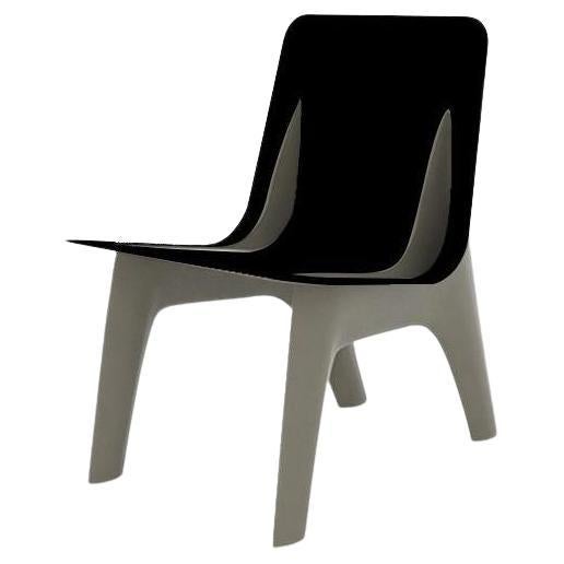 Beige Leather Steel J-Chair Lounge by Zieta For Sale
