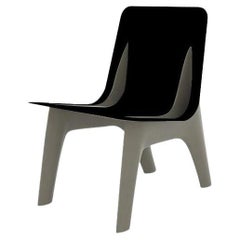 Beige Leather Steel J-Chair Lounge by Zieta