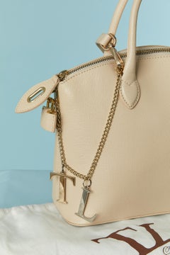 Beige leather top handle bag Tuscany Leather
