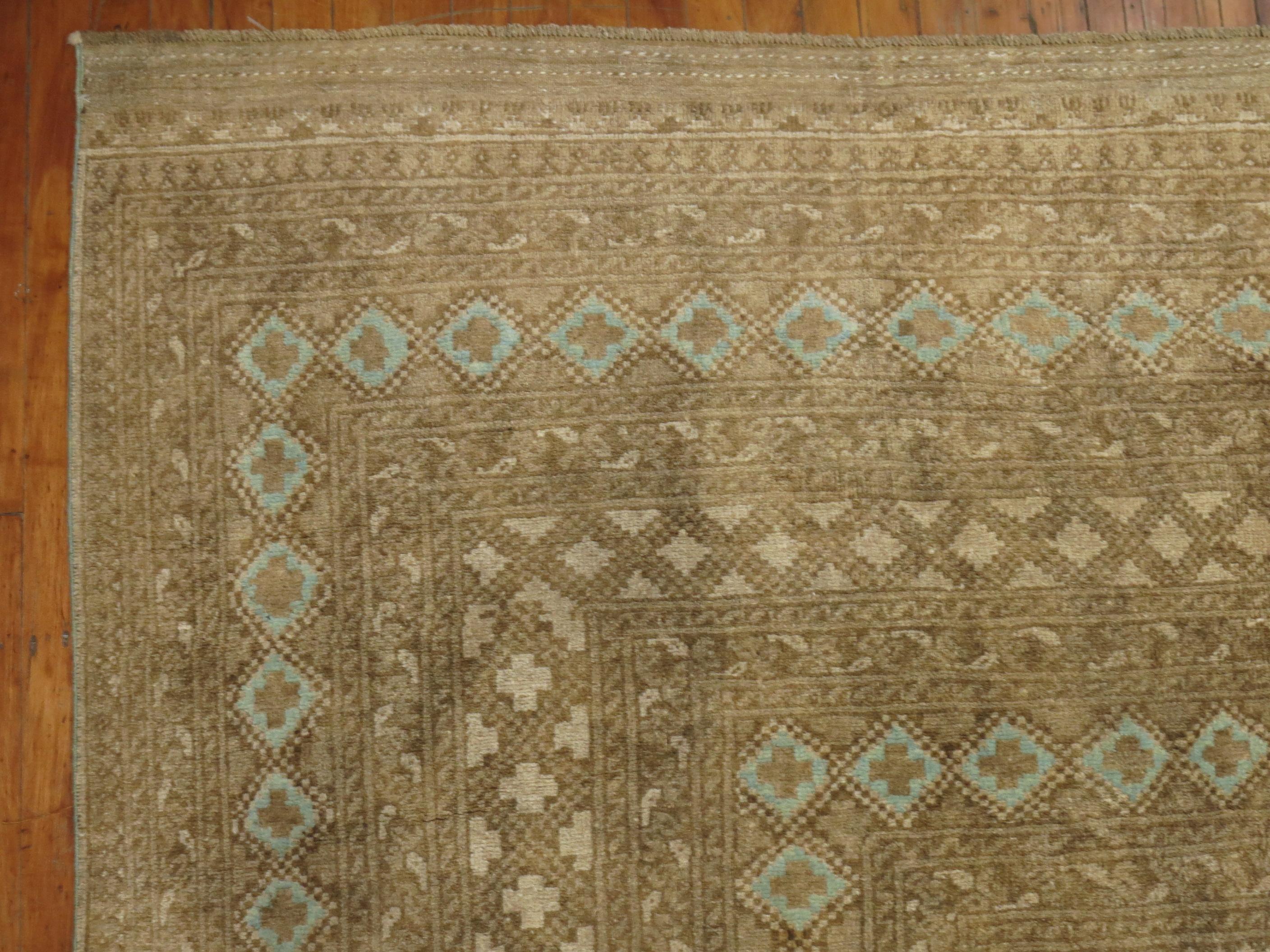 Wool Beige Light Blue Neutral Room Size Tribal Ersari Carpet