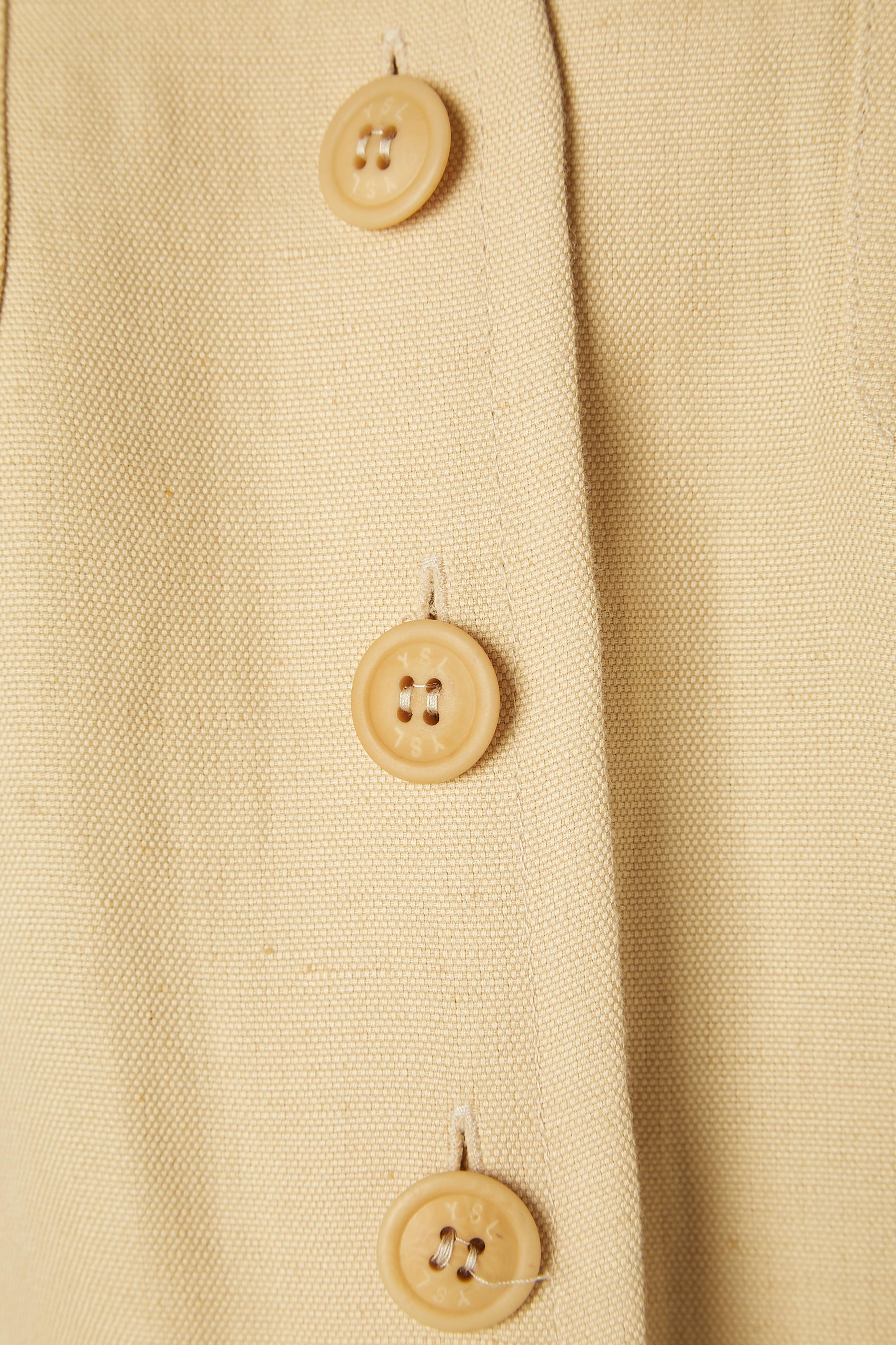 Beige Robe safari en lin et coton beige - Variation Yves Saint Laurent  en vente